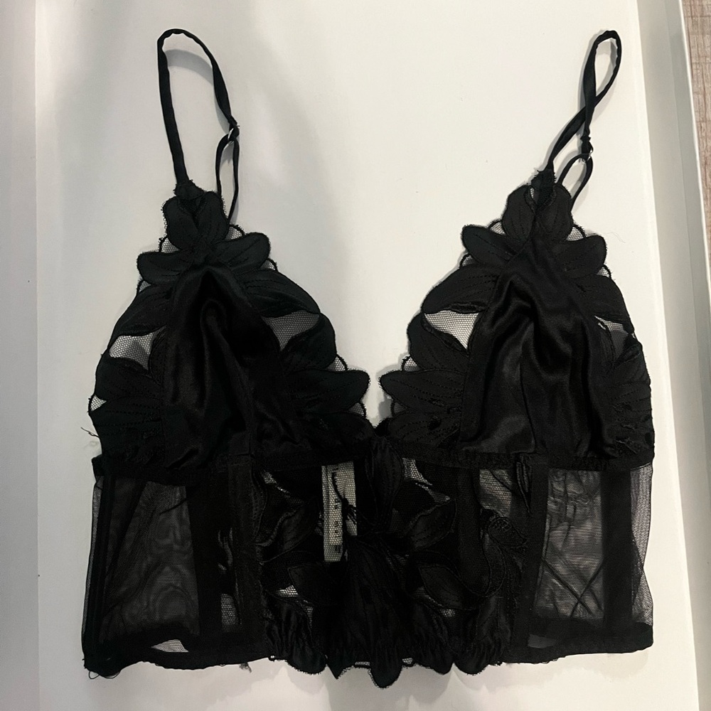 Fleur Du Mal Lily Elegant Black Lace Bralette Crop Top